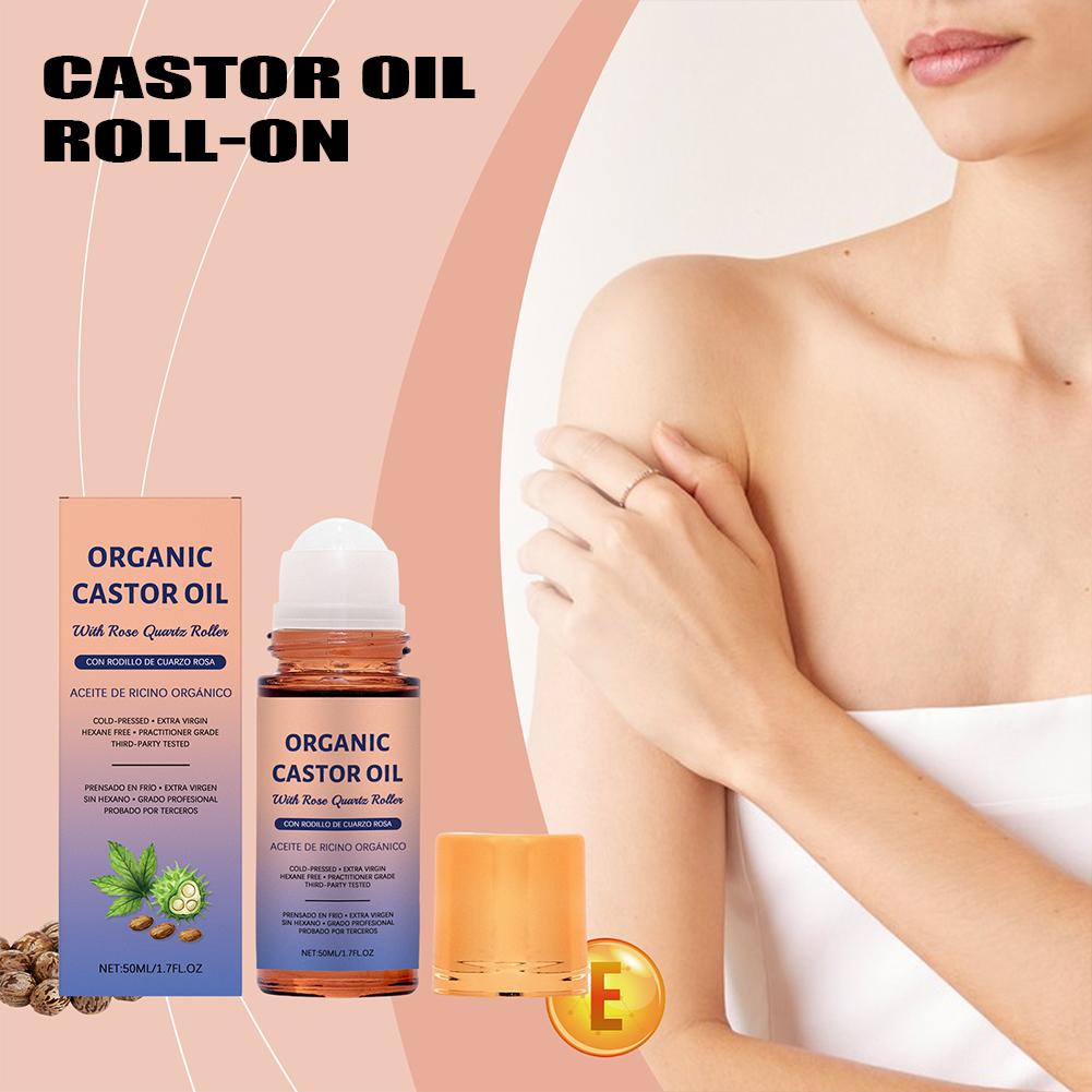 Castor Oil Cold Press - 50ml Organik Hint Yağı Roll-On, Gül